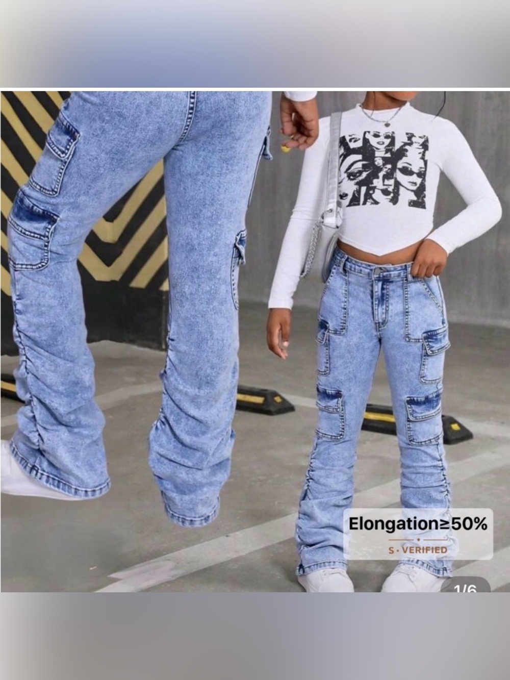 12 Youth Baggy Y2K Blue Jeans Cargo High Rise Girls Size 12 Skater Grunge